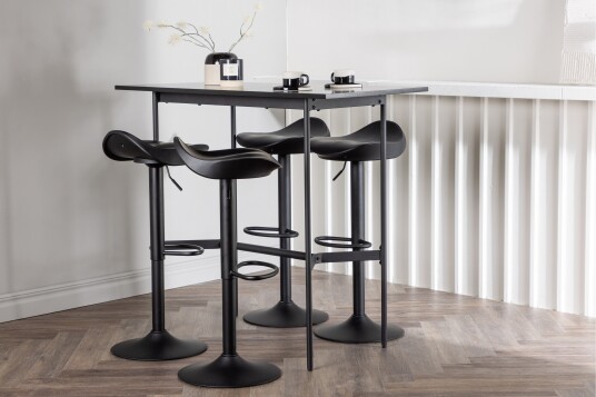 Rax Spisegruppe 120 cm Rektangulær med 4 Adesto Stoler Sort