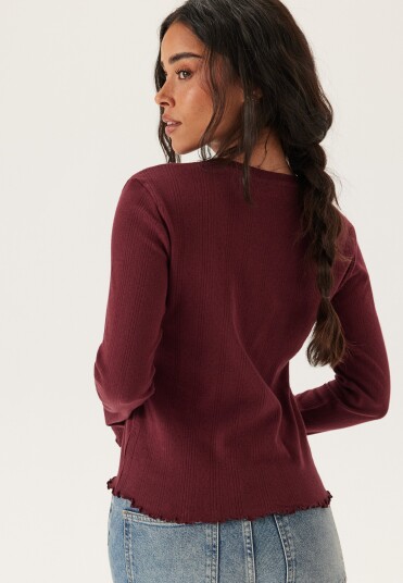 Pieces Pcmarie Ls O neck Poin Top