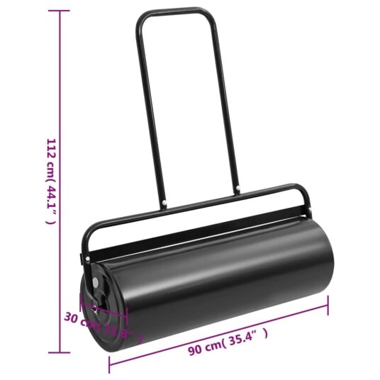 vidaXL Plenrulle med håndtak svart 63 L jern og stål vidaXL Plenrulle med håndtak svart 63 L jern og stål