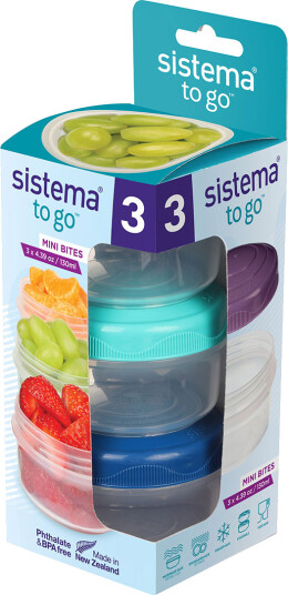 Sistema Matboks Mini Bites To Go 130 ml Grønn Blå Rosa 3 Stk Sistema Matboks Mini Bites To Go 130 ml Grønn Blå Rosa 3 Stk