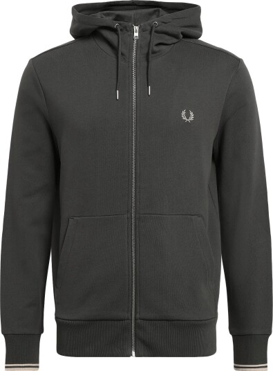 Fred Perry Hooded Zip Sweatshirt   FIELDGREEN/OATME   XXL