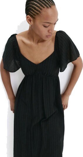 Mango Textured Dress With Gathered Detail Black XL Mango Textured Dress With Gathered Detail Black XL