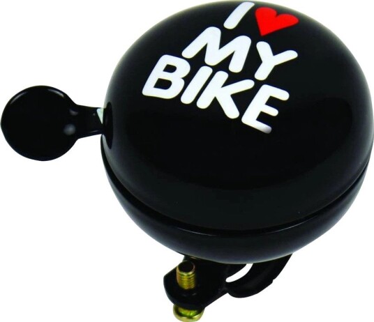 Sykkelringeklokke Dresco DingDong Sykkelklokke 80 mm metall "I Love My Bike" svart