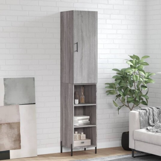 vidaXL Highboard grå sonoma 34,5x34x180 cm konstruert tre 8720845484132