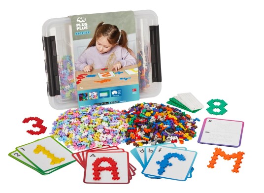 Plus-Plus ABC + 123 Miks inkl. kasse 2.000 stk Plus-Plus ABC + 123 Miks inkl. kasse 2.000 stk
