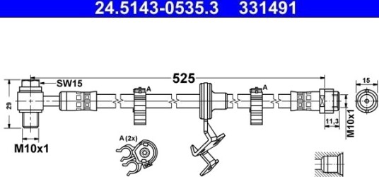 Bremseslange ATE 24.5143 0535.3 Bremseslange ATE 24.5143 0535.3