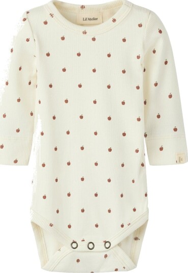Lil" Atelier Body I/e - Rib - NbnGago - Turtledove/Apple - Lil Atelier - 56 - Langermet Body Hvit Rød
