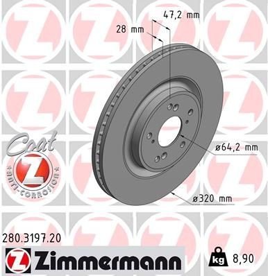 Bremseskive ZIMMERMANN 280.3197.20
