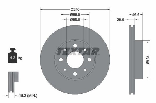 Bremseskive TEXTAR 92090300