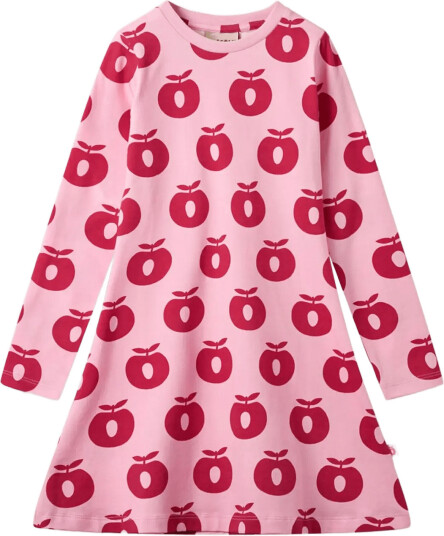Småfolk Gala Dress With Apples Pink 122 128