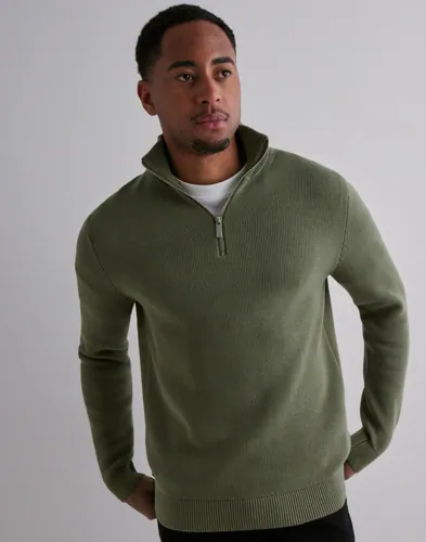 Selected Men Slhdane Ls Knit Structure Half Zip Half zip Grønn