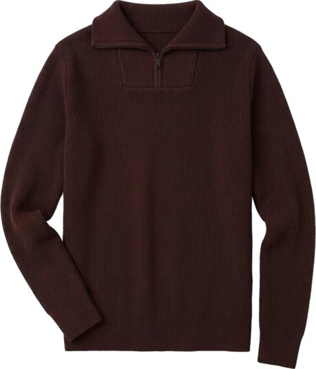 KnowledgeCotton Apparel Merino half zip sweater Chocolate Torte