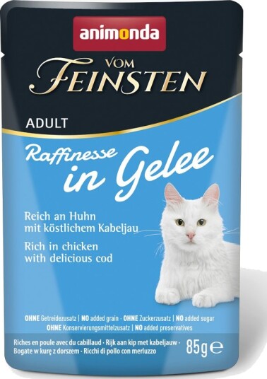 Animonda Vom Feinsten Adult Raffinesse Våtfôr Kylling & Torsk i Gelé 48x85g