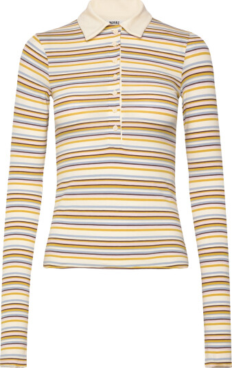 Monki Long Sleeved Fitted Polo Shirt   Multi/patterned   XXS