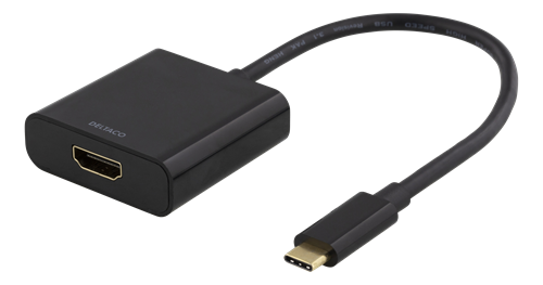 Deltaco USB-C til HDMI Adapter 4096x2160 30Hz Svart