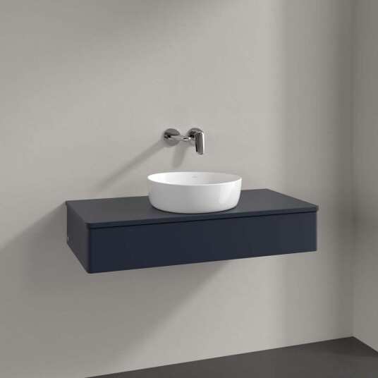 Villeroy & Boch Antao Servantskap med 1 skuff 100x50x19 cm m/lys Blå Matt Villeroy & Boch Antao Servantskap med 1 skuff 100x50x19 cm m/lys Blå Matt