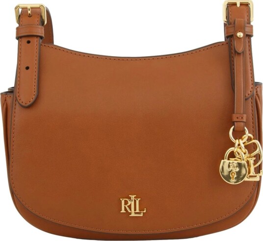 Lauren Ralph Lauren Leather Medium Marcy Crossbody Bag   Brown   ONE SIZE