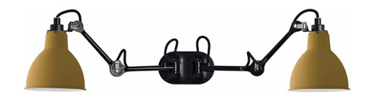 Lampe Gras N204 Vegglampe Double Matt Sort & Matt Gul Lampe Gras N204 Vegglampe Double Matt Sort & Matt Gul