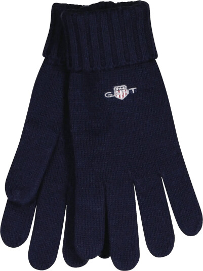 Gant Cotton Blend Logo Gloves - Navy - ONE SIZE