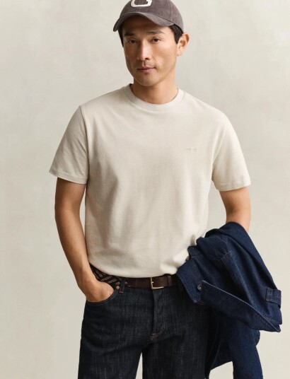 GANT 2 Tone Pique Ss Tshirt Beige XXXL