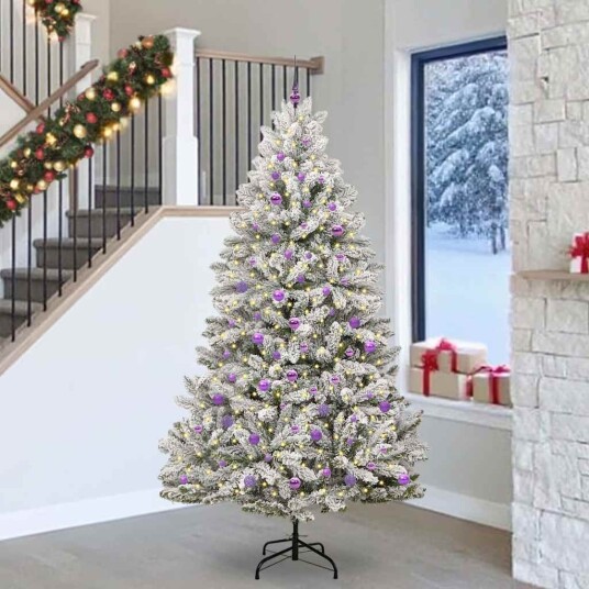  Kunstig juletre Grønn og hvit 240 cm PVC og metall