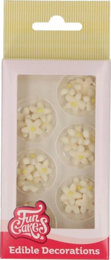 Funcakes Krysantemum Sukkerpast Hvit/gul 30 Stk | Slikkepott.No