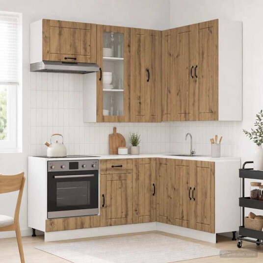 vidaXL Kjøkken enhet LUCCA 8 pcs Artisan eik Konstruert tre