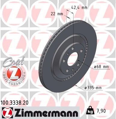 Bremseskive ZIMMERMANN 100.3338.20 Bremseskive ZIMMERMANN 100.3338.20