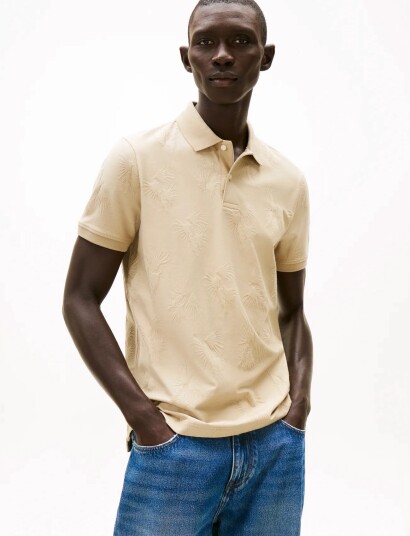 Tommy Hilfiger All Over Jacquard Reg Polo Beige M