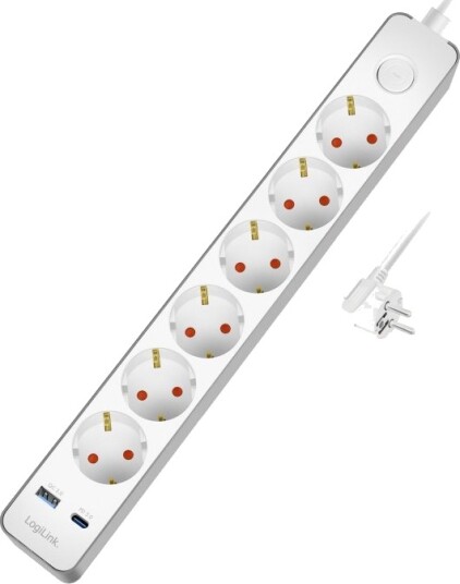 LogiLink 6 veis grenuttak USB A/USB C 1.4m hvit A15821