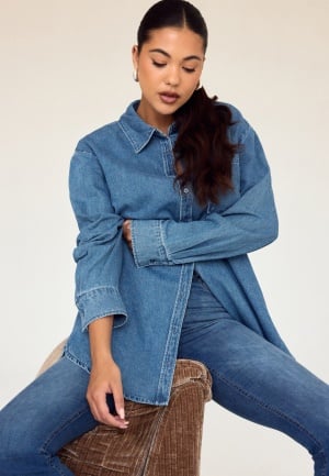 Pieces Pcmaisie Ls Denim Shirt Medium Blue Denim XL Pieces Pcmaisie Ls Denim Shirt Medium Blue Denim XL
