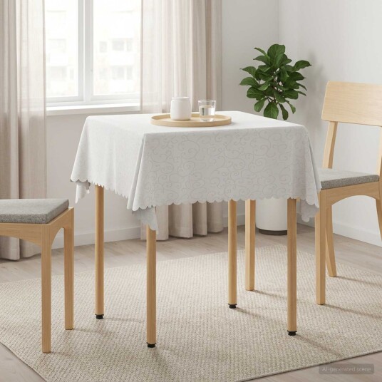 vidaXL Bordduk Torget Hvit 110 x 110 cm
