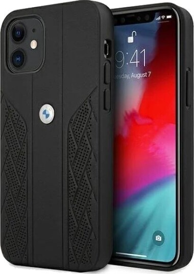 BMW Leather Curve Perforate Case for iPhone 12 mini Black