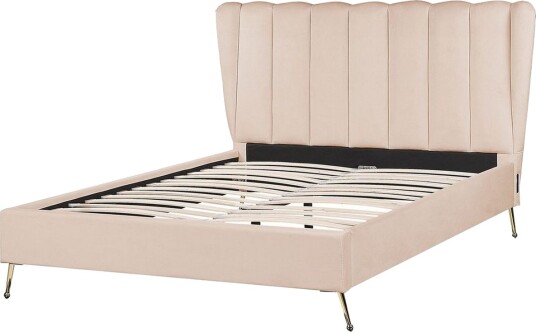 Seng med lamellramme Miribel Beige gull 140x200 cm