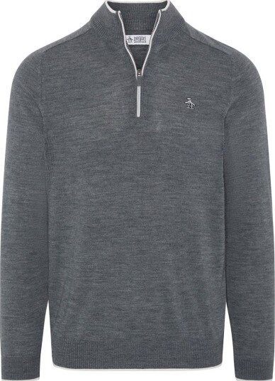 Original Penguin OP Heritage Mock Sweater Golfgenser herre Quiet Shade Xinao Hthr Small Original Penguin OP Heritage Mock Sweater Golfgenser herre Quiet Shade Xinao Hthr Small