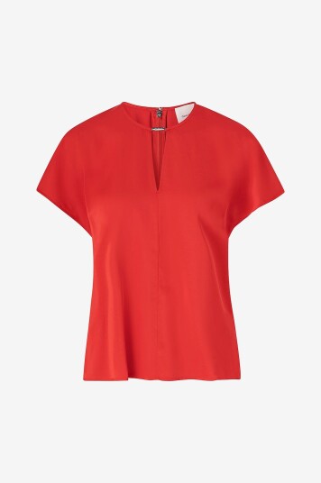 Calvin Klein - Topp Drapey Satin SS Metal Blouse - Rød