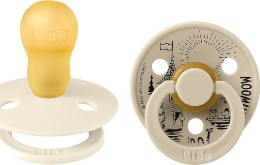 BIBS x MOOMIN Colour Smokker Str. 3 Rund 2-pack Ivory/Va BIBS 18+md Smokk Beige Hvit