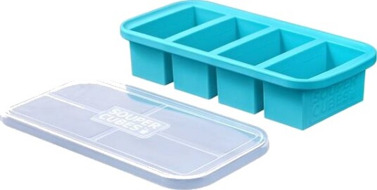 SOUPER CUBES Matoppbevaring i Silikon m/lokk 1-cup, 1pk, Blå, 4x