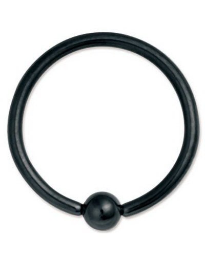 Svart PVD Ball Closure Ring Piercing Strl 2.5 x 10 mm med 6 mm kule