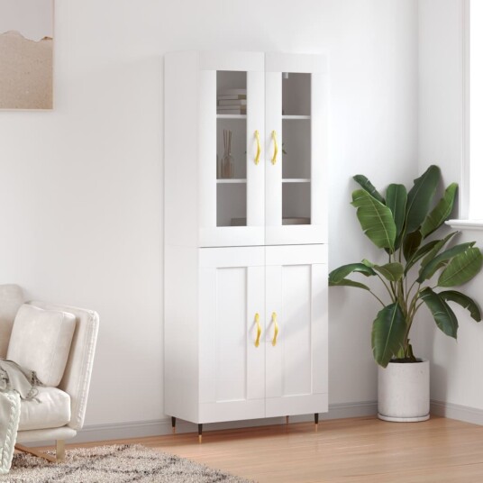 Highboard hvit 69,5x34x180 cm konstruert tre Highboard hvit 69,5x34x180 cm konstruert tre