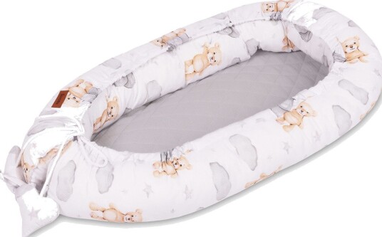 Sensillo Babynest I Musselin 80x45 cm Vendbar Madrass Allergivennlig Grå