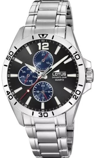 Lotus Herreklokke 18812/2 Classic Sort/Stål Ø42 mm