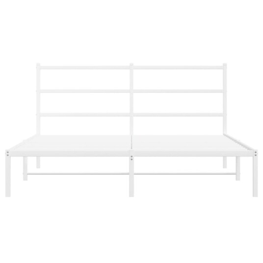 vidaXL Sengeramme i metall med sengegavl hvit 150x200 cm 8721012303133