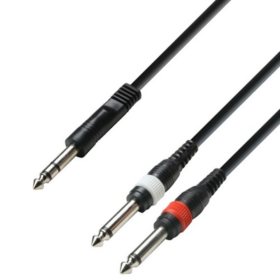 Delt kabel 6,3 mm stereokontakt til 2x 6,3 mm monokontakt