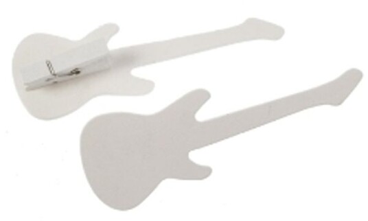 Bordkort Hvit gitar i finer med klype