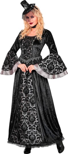 Dark Countess Svart Viktoriansk Kostymekjole til Dame Medium Voksenkostyme 91632