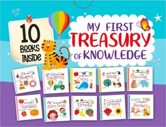 My First Treasury Of Knowledge: Library Boxset Of 10 Beautifully Picture & Activity Board Books For Preschool & Nursery - Childrens Book , Gift For Ki