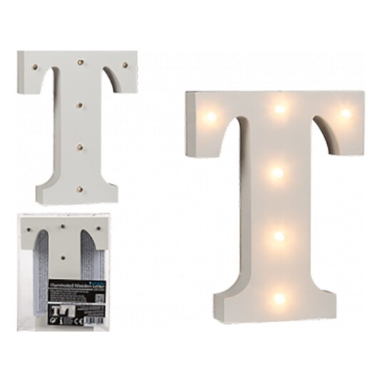 Out of the Blue LED-Bokstav i Tre Hvit - Bokstav T