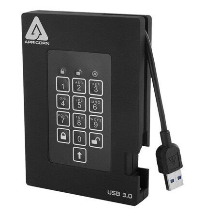 Apricorn Aegis Padlock Fortress 500GB Ekstern Harddisk USB 3.2 Svart