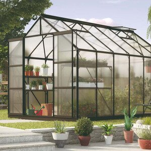 Vitavia Uranus drivhus 9,9 m2 polykarbonat svartlakkert aluminium